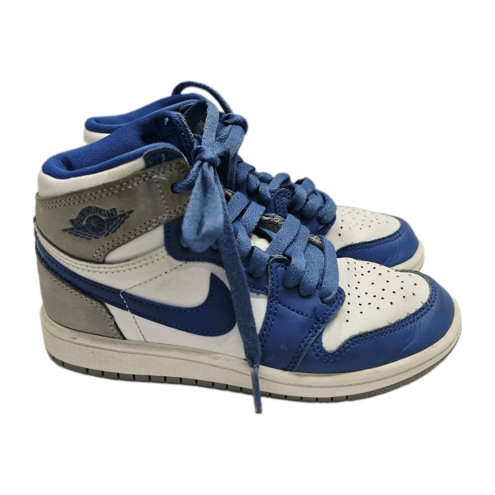 Jordan Air Jordan 1 Mid Shoes Kids Size 13.5 13.5C Blue Gray White Sneakers
